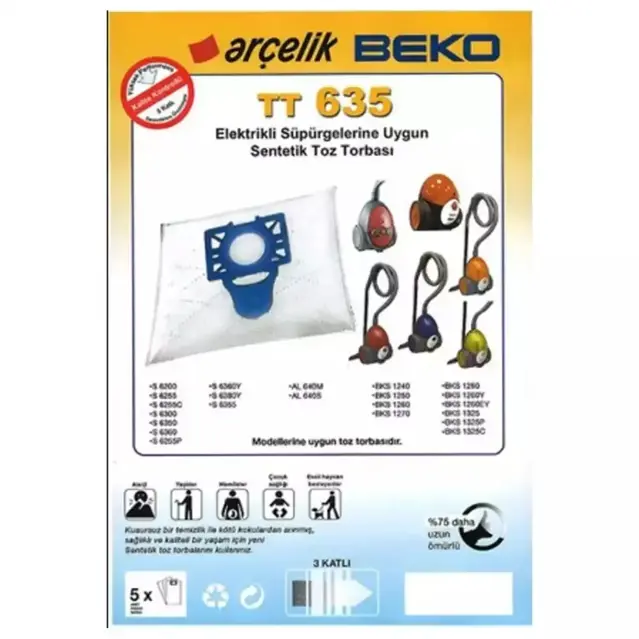 Arçelik S 6380 Y Sentetik Toz Torbası