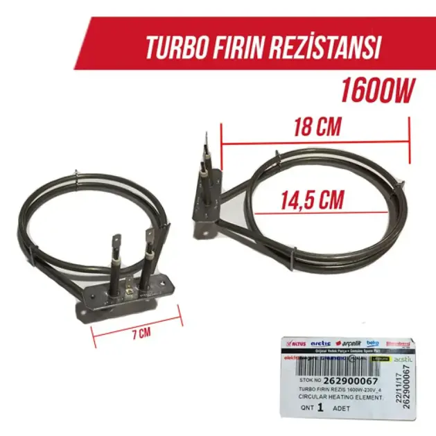Arçelik / Beko Fırın Rezistansı - 262900067 Orjinal