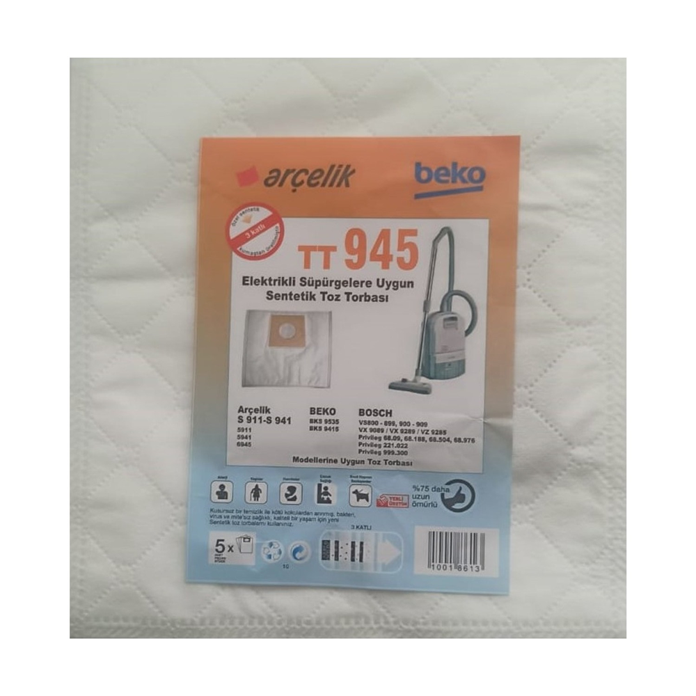 Arçelik S 5941 ile Uyumlu Toz Torbası
