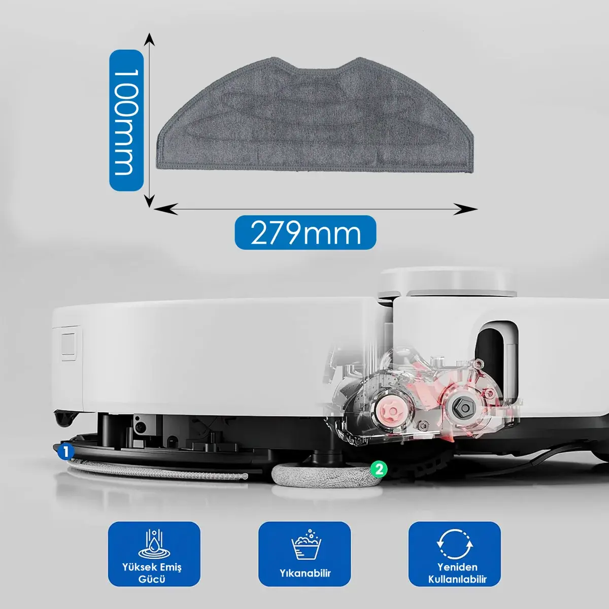 Beko Robo X RS 2221 ile Uyumlu Robot Süpürge Mop Pedi / Bezi