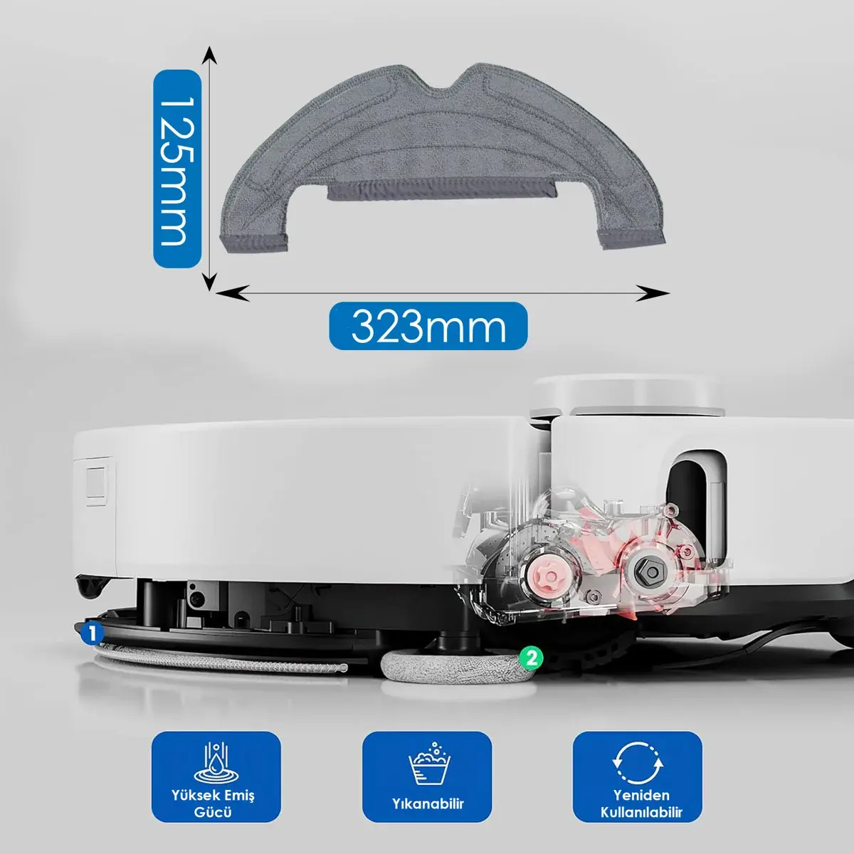 DREAME D10 Plus ile Uyumlu Robot Süpürge Mop Pedi / Bezi