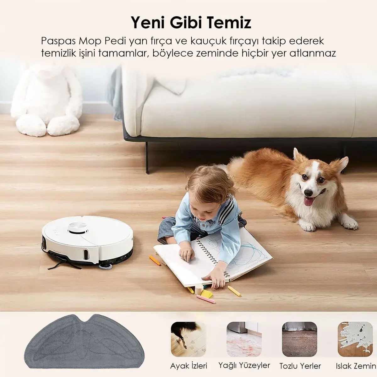 DREAME D9 ile Uyumlu Robot Süpürge Mop Pedi / Bezi
