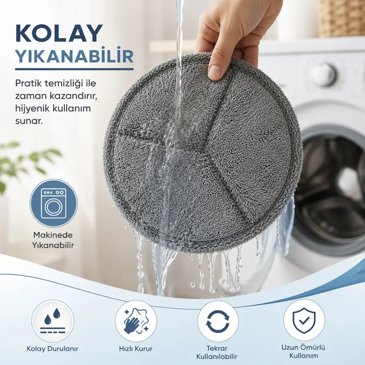 Kumtel Hwsm-01 Şarjlı Kablosuz Mop Paspas İle Uyumlu Yedek Mop Bezi - 2 Adet