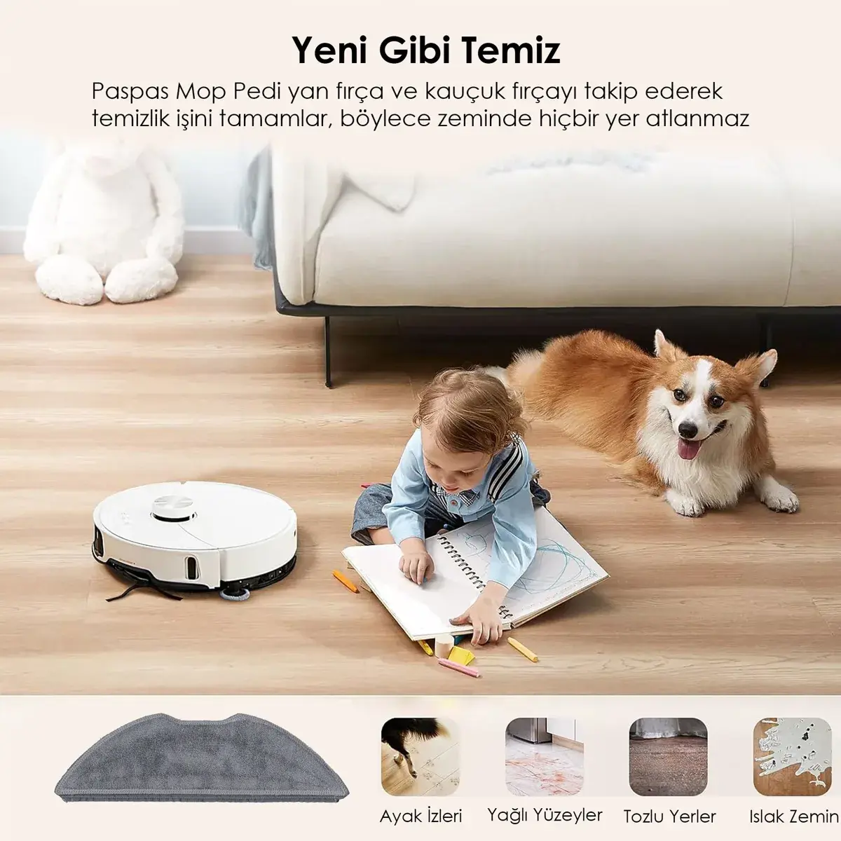 Philips HomeRun 3000 Serisi Aqua XU3110 Robot ile Uyumlu Robot Süpürge Mop Pedi / Bezi