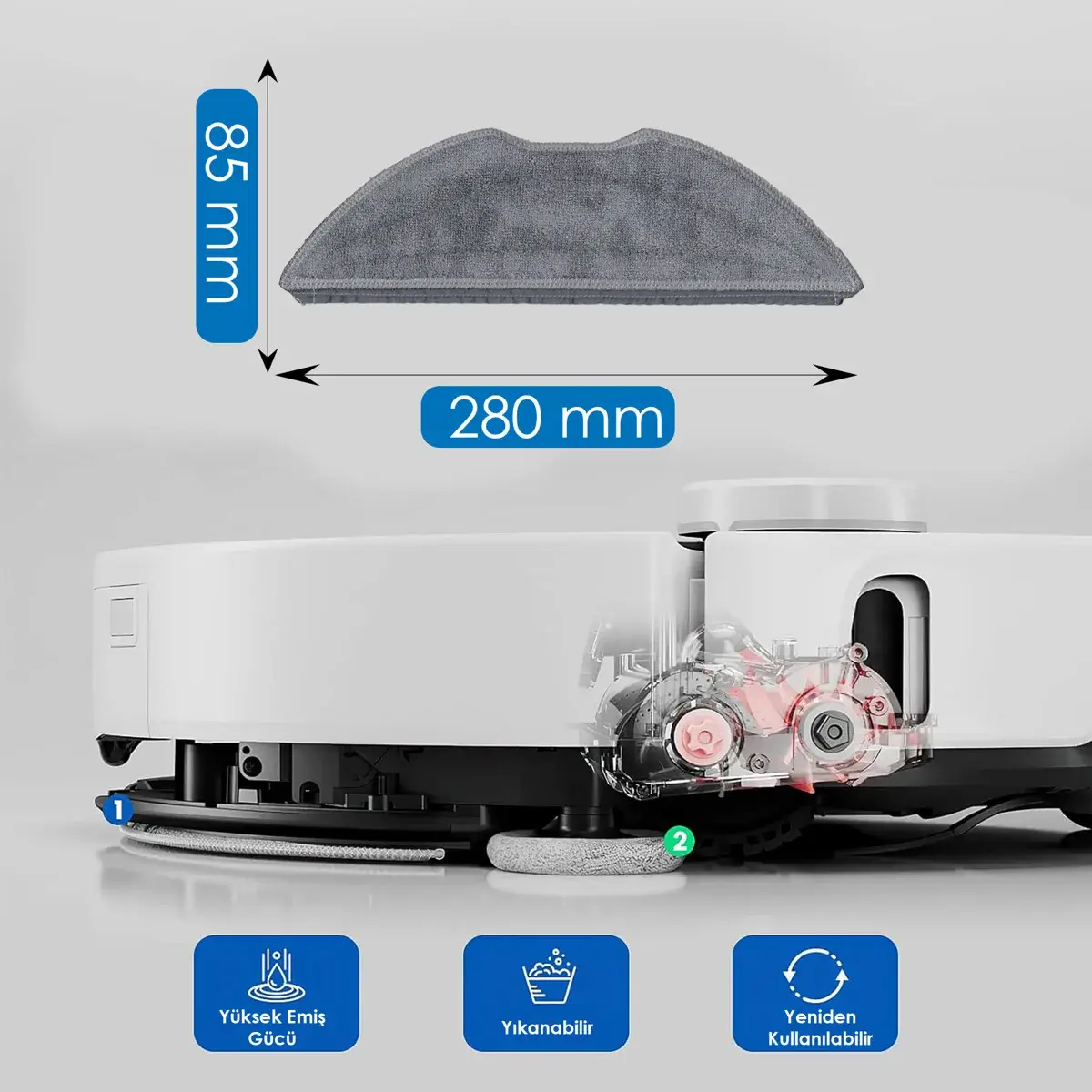 Philips HomeRun 3000 Serisi Aqua XU3110 Robot ile Uyumlu Robot Süpürge Mop Pedi / Bezi