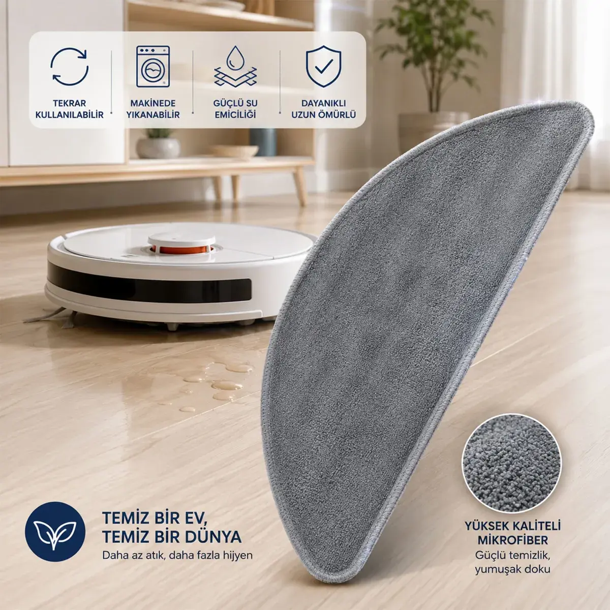 Philips Homend Alex Laser ( 1281h / 1282h / 1283h / 1285h / 1286h ) ile Uyumlu Robot Süpürge Mop Pedi / Bezi