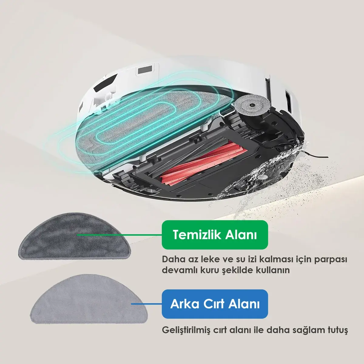 Philips Homend Alex Laser ( 1281h / 1282h / 1283h / 1285h / 1286h ) ile Uyumlu Robot Süpürge Mop Pedi / Bezi
