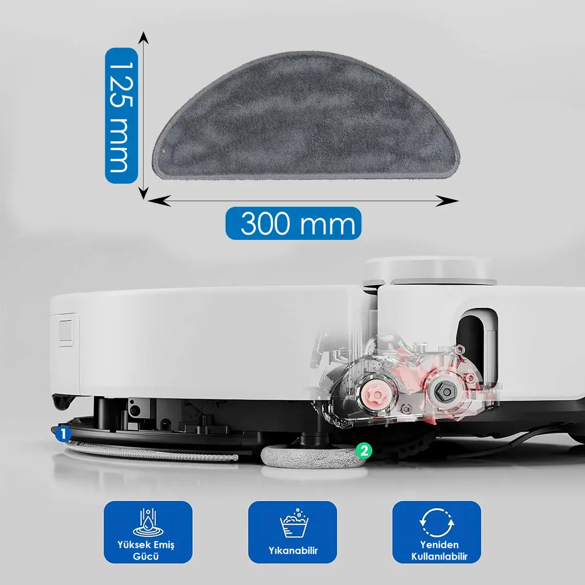 Philips Homend Alex Laser ( 1281h / 1282h / 1283h / 1285h / 1286h ) ile Uyumlu Robot Süpürge Mop Pedi / Bezi
