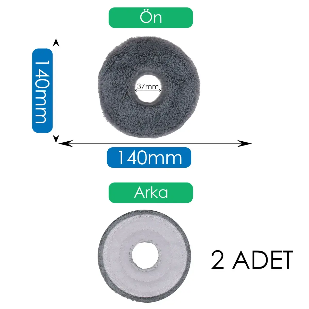 ROBOROCK Qrevo S ile Uyumlu Robot Süpürge Mop Pedi / Bezi 2 Adet