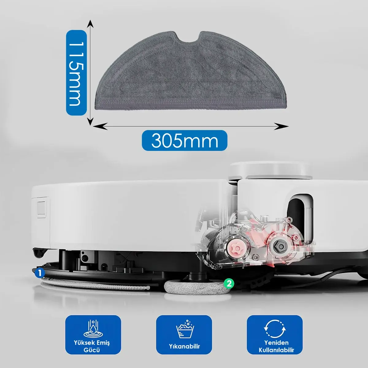 ROBOROCK S5 Max ile Uyumlu Robot Süpürge Mop Pedi / Bezi