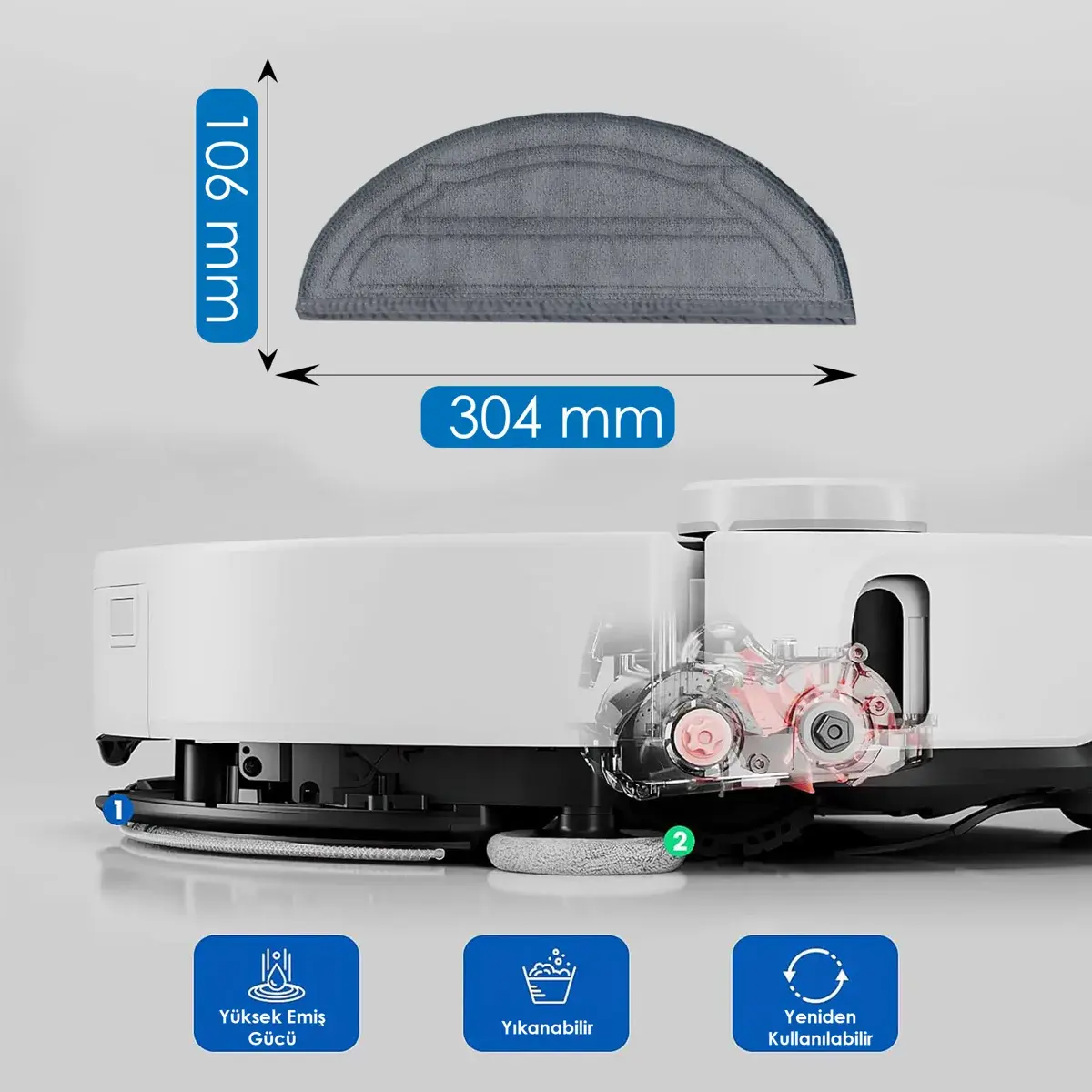 ROBOROCK S7 ile Uyumlu Robot Süpürge Mop Pedi / Bezi