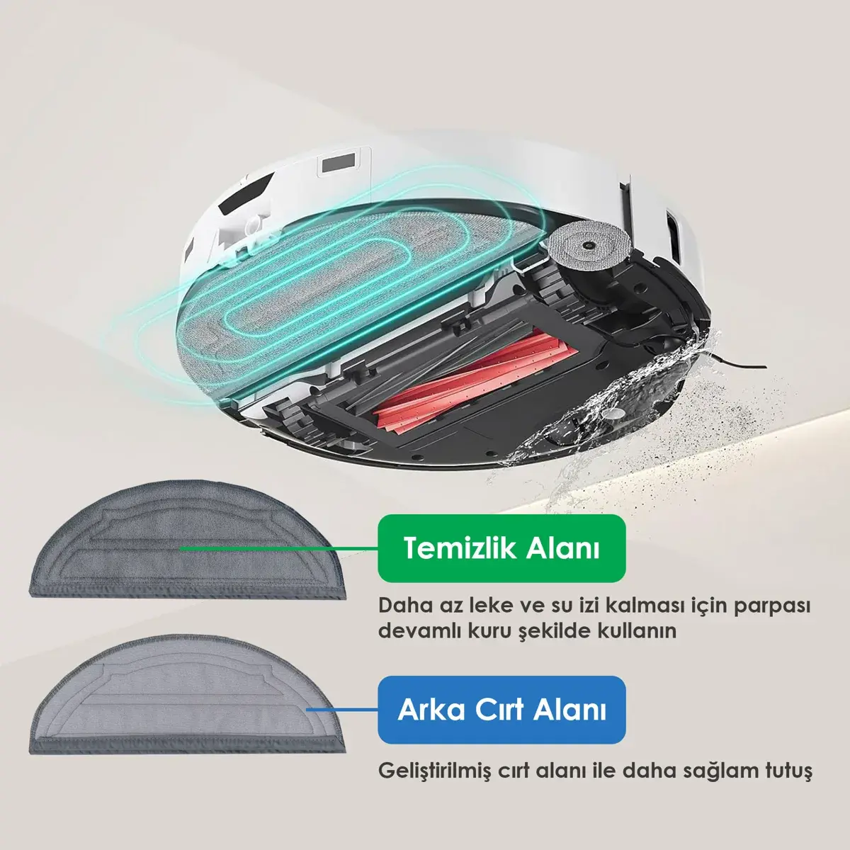 ROBOROCK S8 Sonic Robot Süpürge Mop Temizleme Bezi ile Uyumlu Robot Süpürge Mop Pedi / Bezi