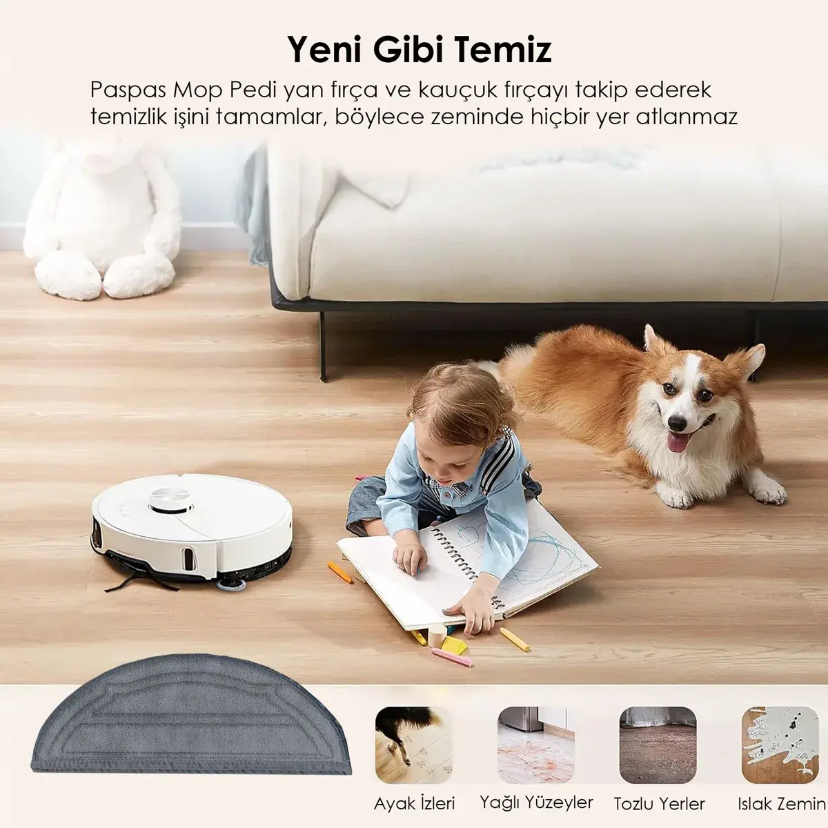 ROBOROCK T8 Plus ile Uyumlu Robot Süpürge Mop Pedi / Bezi