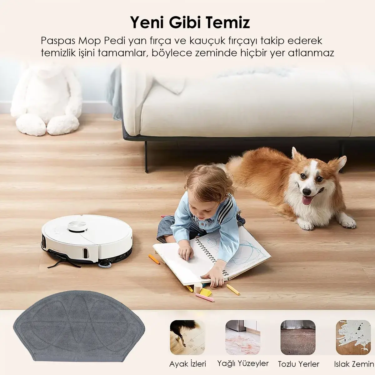 Samsung VR3MB77312K ile Uyumlu Robot Süpürge Mop Pedi / Bezi