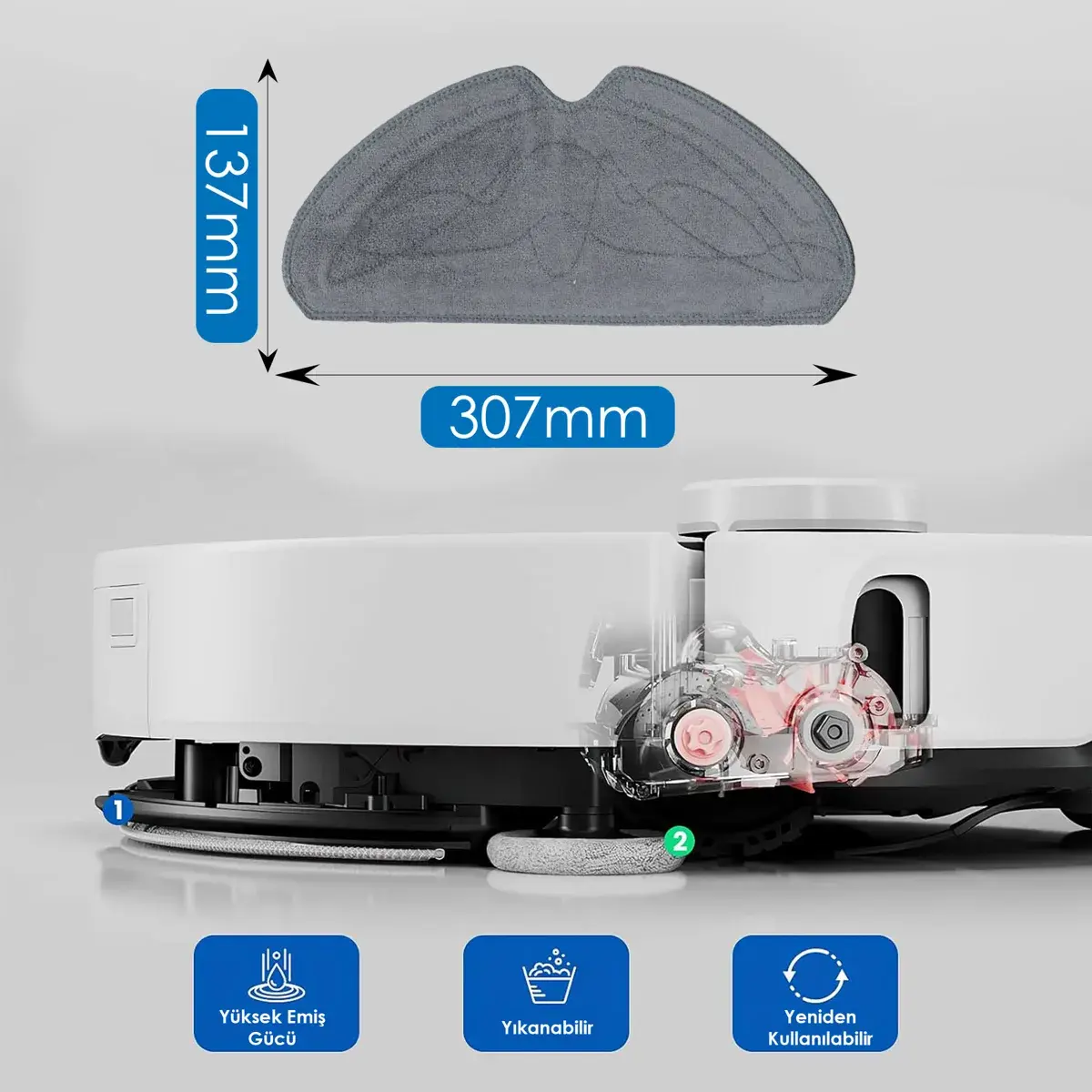 Vestel V-Bot Pro ile Uyumlu Robot Süpürge Mop Pedi / Bezi