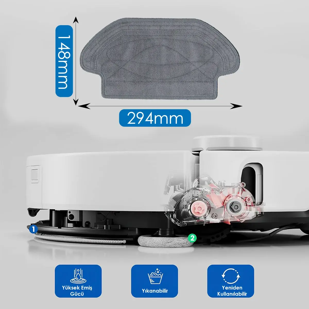 VİOMİ V2 Max ile Uyumlu Robot Süpürge Mop Pedi / Bezi