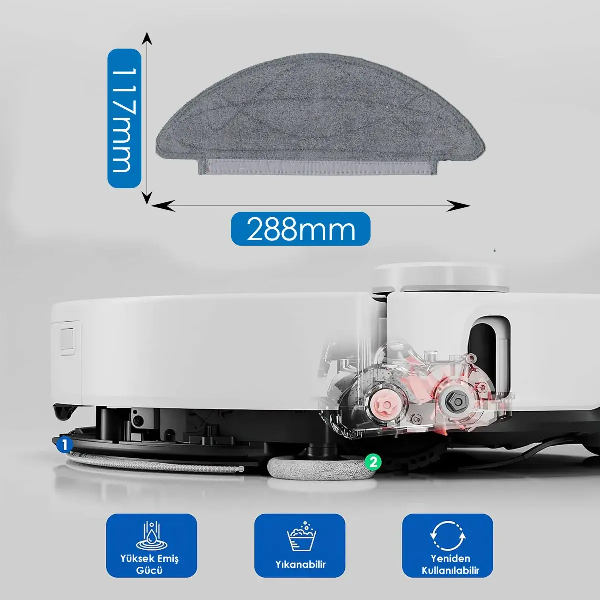 VİOMİ V5 Pro ile Uyumlu Robot Süpürge Mop Pedi / Bezi